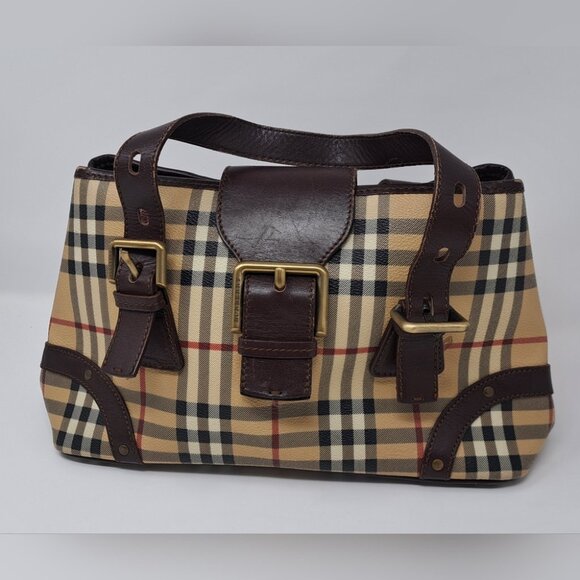 Burberry Handbag Tote Bag Satchel Minford Haymarket Nova Check Vintage 7.5"x13.5